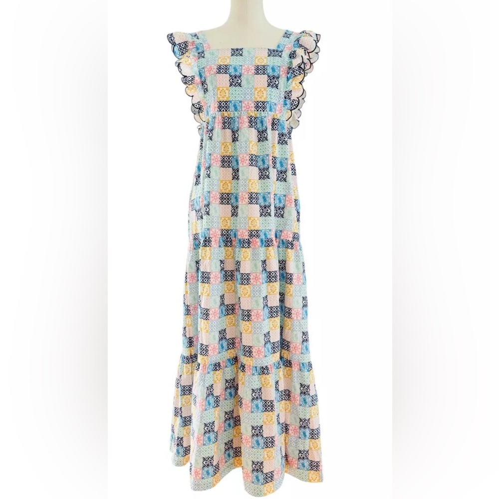 Smith & Quinn Sage Print Flutter Sleeve Maxi Dress Sz Small